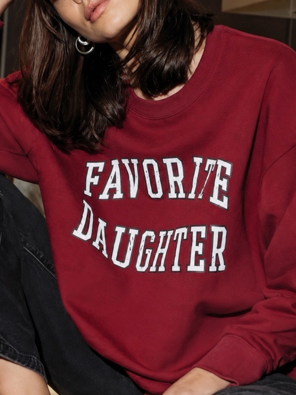 FAVORITE DAUGHTER Red Varsity Collegiate Graphic Sweatshirt XS
